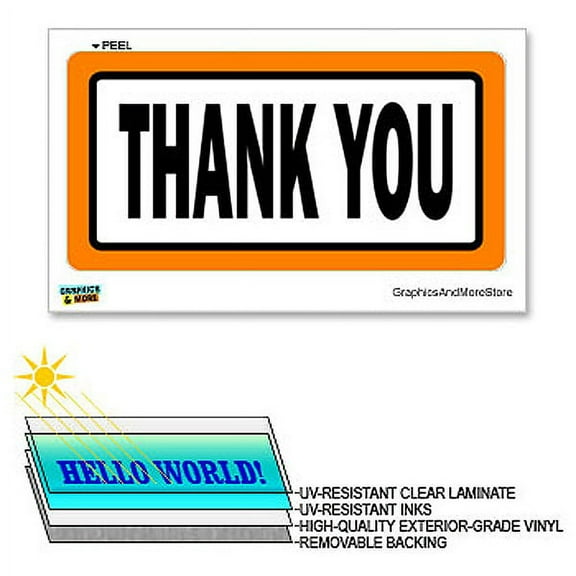 Thank You - 12 in x 6 in - Laminated Sign Window Business Sticker
