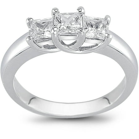 1/4 Carat T.W. Diamond 10kt White Gold 3-Stone Past, Present, Future Ring with HI I2-I3 White Round Diamonds