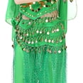 thumbnail image 2 of Beads & Coins Chiffon Belly Dance Skirts Hip Scarf with Coin Green, 2 of 3