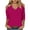 Hot Pink, variant on qucoqpe Women's 3/4 Sleeve Tops Solid Color Fashion Cold Shoulder Comfy V-Neck T-shirts Casual Loose Tunics Blouse