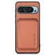 thumbnail image 1 of For Google Pixel 9 / Pixel 9 Pro Case Carbon Fiber Leather Back Cover with Detachable Card Bag - Gre, 1 of 5