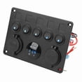thumbnail image 3 of Panel de interruptor LED Impermeable de 5 Bandas Con Voltímetro Para Barco Marino RV Camión Enchufe de Encendedor de Cigarrillos USB Dual, 3 of 7