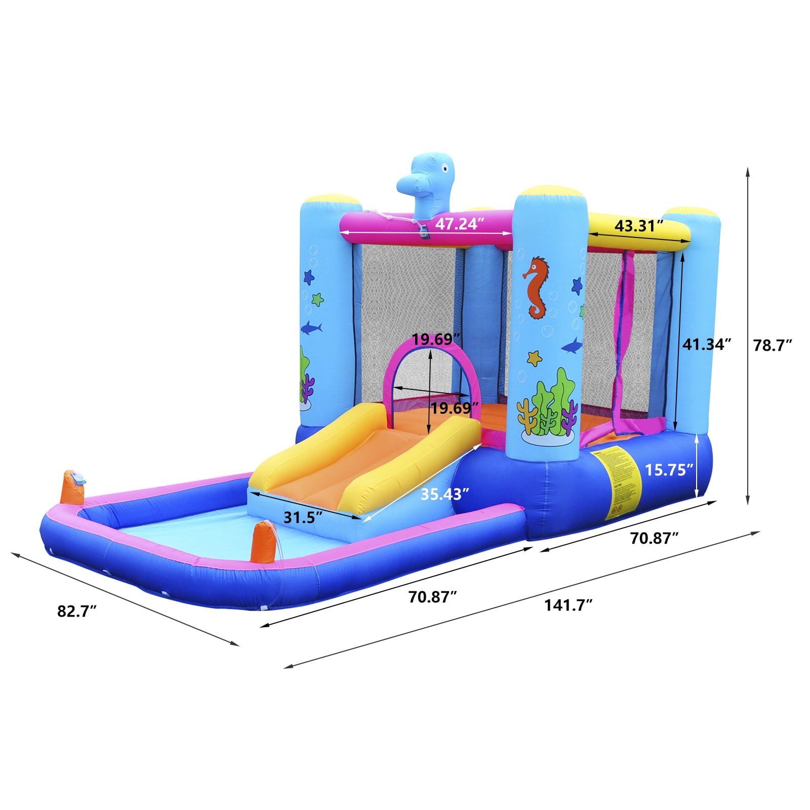 Buy JOYLDIAS Inflatable Bounce Water Slide House Jumper Splash Pool