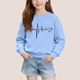 thumbnail image 5 of Girls Lightweight Sweatshirt Heart Printed Tops Valentines Casual Crewneck Pullover Long Sleeve Holiday Outfits (3-4 Years, Blue), 5 of 6