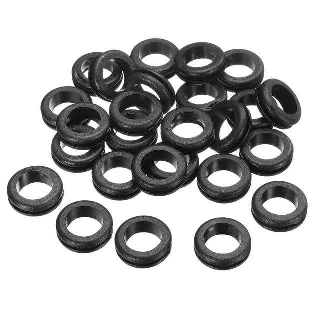 25Pcs Grommets de goma 11/16 ID, Agujero de perforación de 7/8, Grommet de firewall, Anillo de junta de goma para protección de cables, caja eléctrica de metal, (18x22mm, Negro)