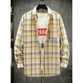 thumbnail image 2 of Zaful Classic Plaid Shirt for Men Pocket Plaid Button Down Shirt Light Yellow M, 2 of 3