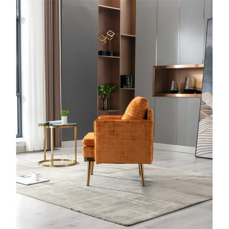 Accent Arm Chair Mid Century Modern Velvet Chaise Lounge Chair
