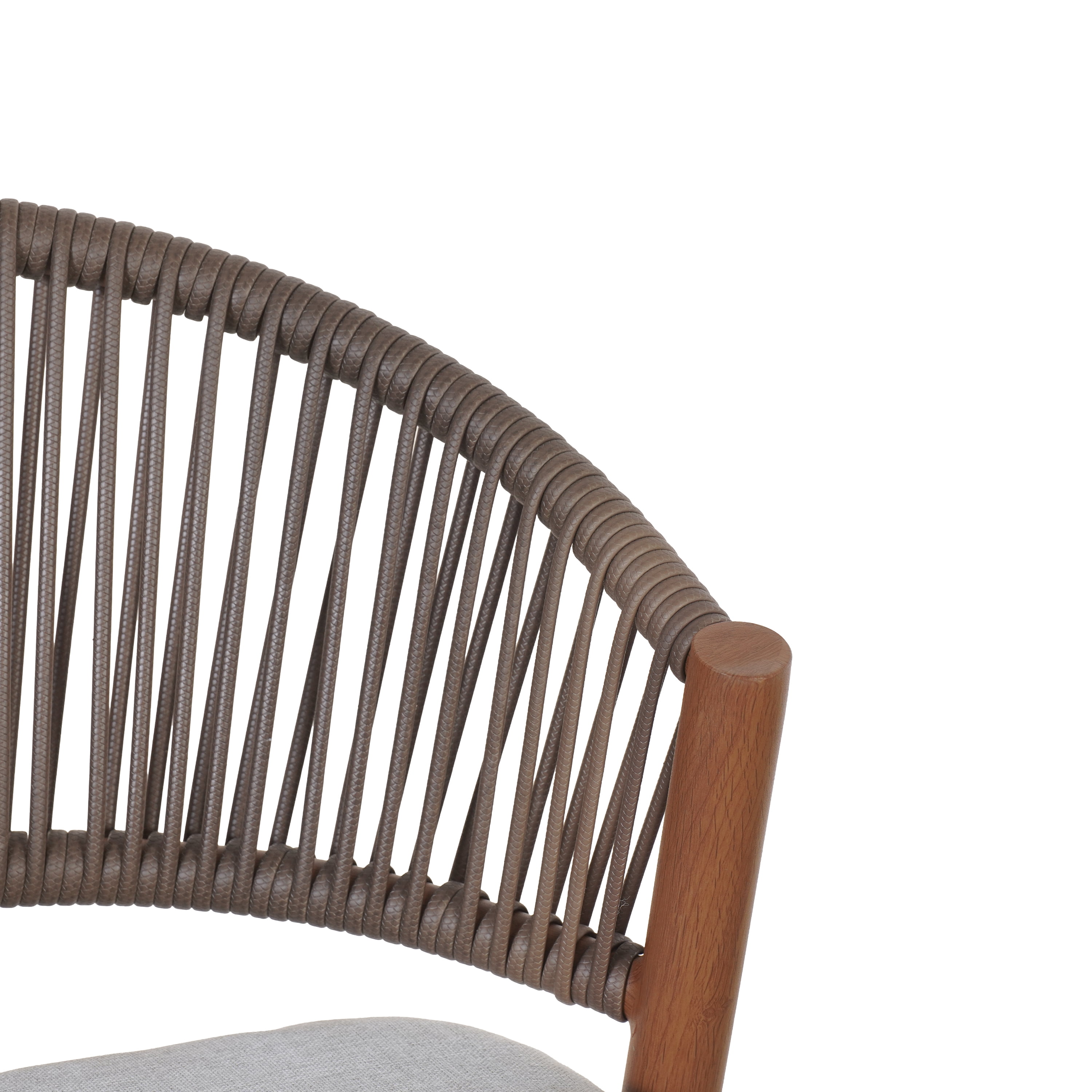 Counter Stools Set of 2, Outdoor 26 Inch Seat Height Aluminum Frame Stools with PE Rattan Scallop-Shaped Backrest, Teak Finish