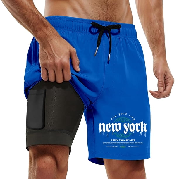 WILLBEST Pantalones Cortos 2 En 1 para Hombre, de Verano, para Correr, con Bolsillos, Deportivos, para Fitness y Correr.