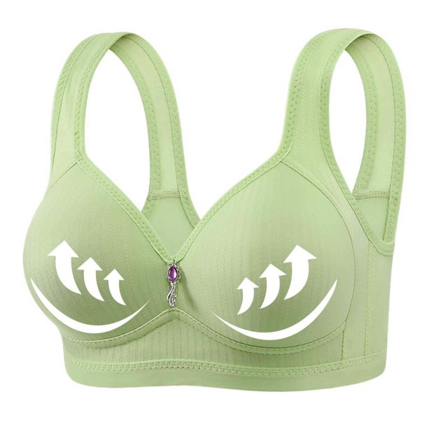 LOVZFMLL Bras for Women Woman's Printing Gathered Together Large Size Daily Bra Underwear No Rims Green XS