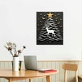 thumbnail image 2 of Christmas Canvas Wall Art Framed Wall Decoration Black Xmas Tree Wall Oil Paintings Elk Deer Reindeer Bird Snow Aesthetic Wall Artwork Wall Pictures for Living Room Xmas Decor 16x20in, 2 of 3