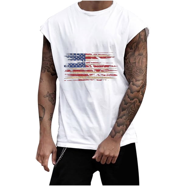 Hombres Moda Casual Impresión Suéter sin Mangas Cuello Redondo Tanque Deportivo