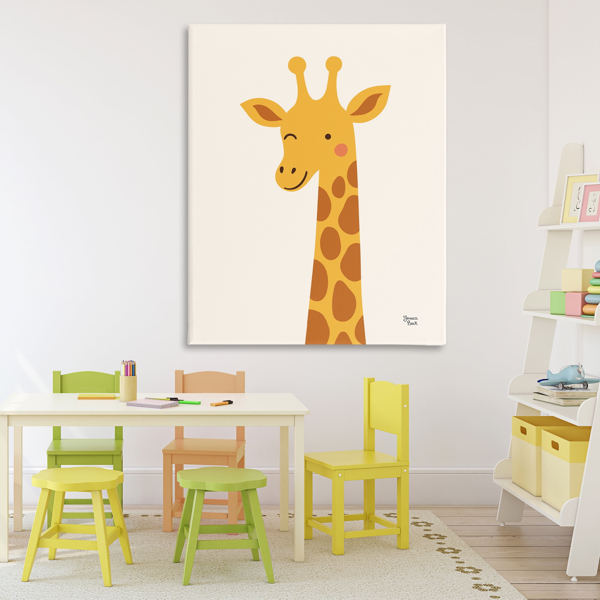 Stupell Industries Winky Giraffe Portrait Canvas Wall Art, design by Jessica Beck