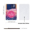 thumbnail image 2 of WIRESTER 2pcs Set Customized Personalized Text Self-Adhesive PU Leather Card Holder Stick on Pocket Credit Card Case Pouch Wallet for Smart Phones - Watercolor Flower Gliter Pink Blue She Intertwined, 2 of 6