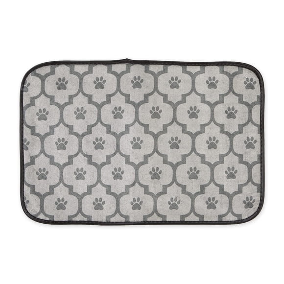 Tapete para Mascotas Bone Dry DII Gris con Huellas de Pata y Alta Absorbencia en Microfibra