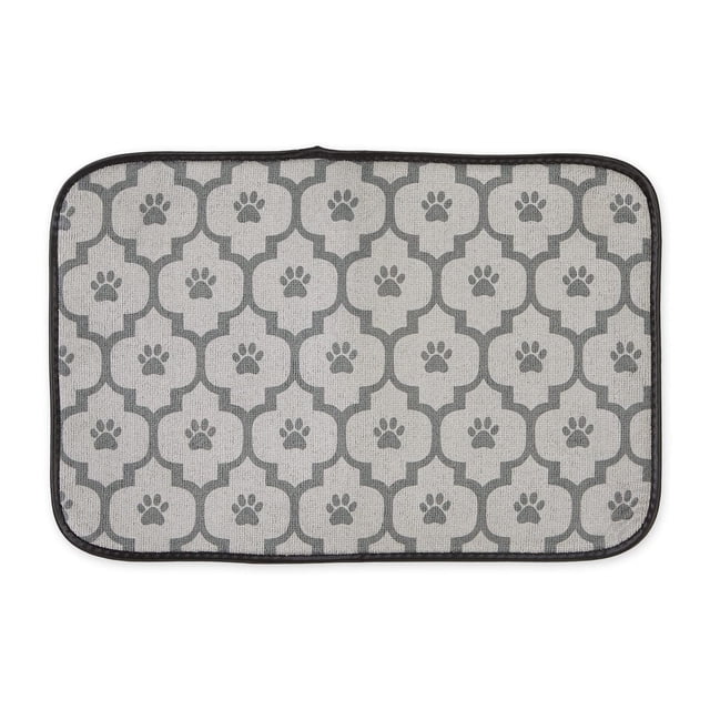 Tapete para Mascotas Bone Dry DII Gris con Huellas de Pata y Alta Absorbencia en Microfibra