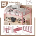 thumbnail image 4 of Matte rosa tamaño individual size heavy duty metal loft marco de cama con arched guardrail y safety ladder-space-saving no necesita colchón base, 4 of 7