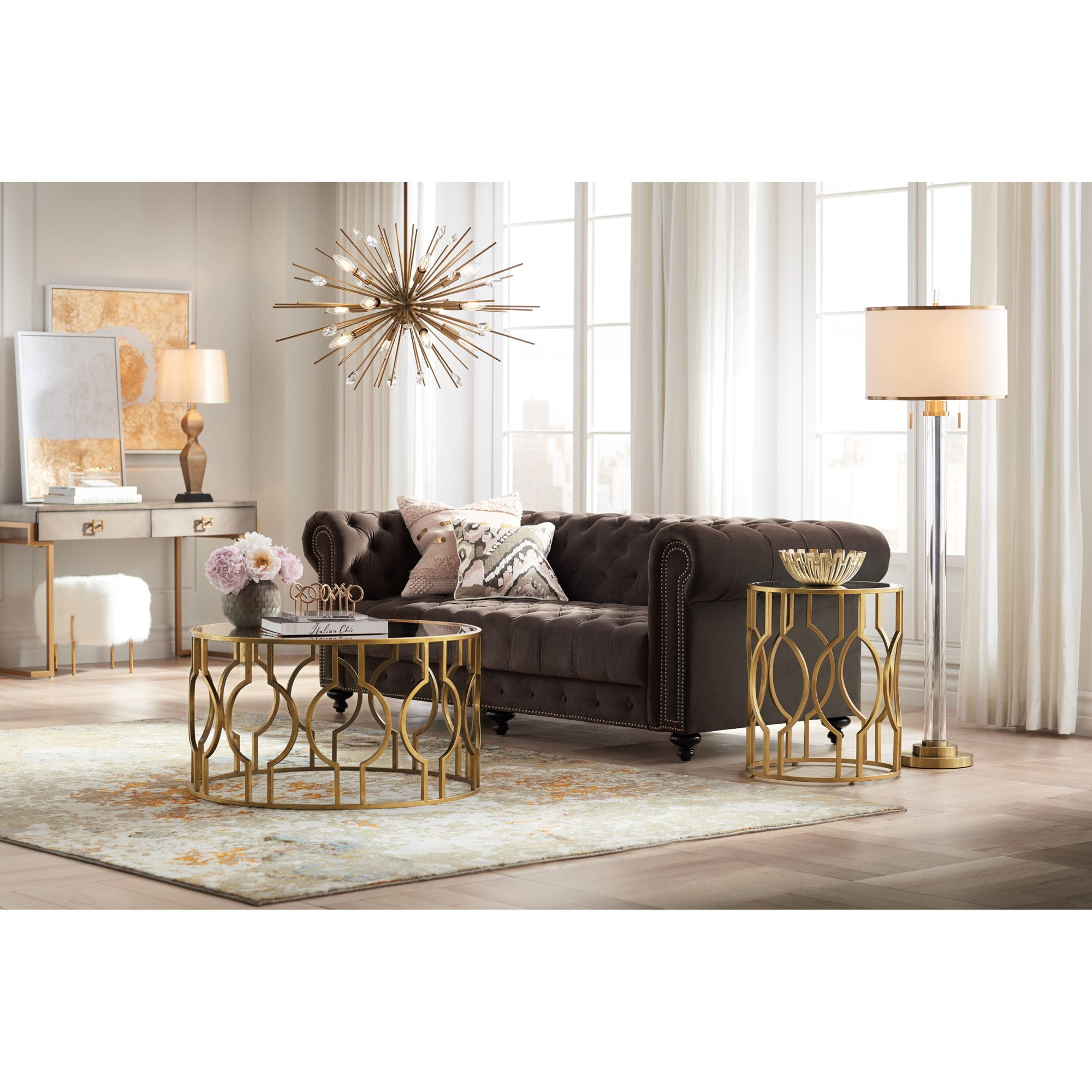 Possini Euro Design Helen 30" Tall Twist Sculptural Large Modern End Table Lamp Gold Finish Single Living Room Bedroom Bedside