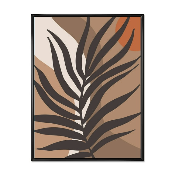 Designart 'Shapes and Tropical Leaf Silhouettes II' Modern Framed Canvas Wall Art Print