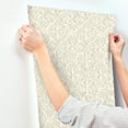 thumbnail image 4 of Chesapeake Karachi White Wooden Damask Wallpaper, 20.5-in by 33-ft, 4 of 5