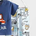 thumbnail image 5 of Xudanell Toddler Boys Pajamas Kids Dinosaur Summer PJS Monster Truck Boy Tractor Jammies Hockey Short Sets 2-7 Years (Navy, 3-4 Years), 5 of 7