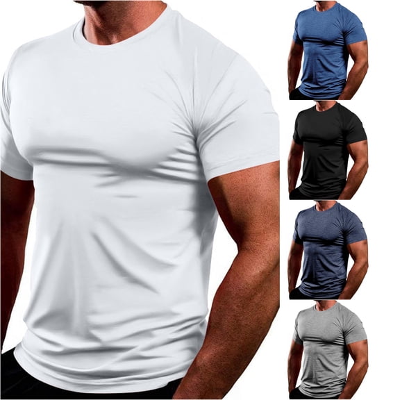ZXLBBD Men's T-Shirts Summer Raglan Short Sleeve Workout Shirts Quick-Dry Crew Neck Stretch Fit Athletic Sports T-Shirts for Man Outdoor,White,M