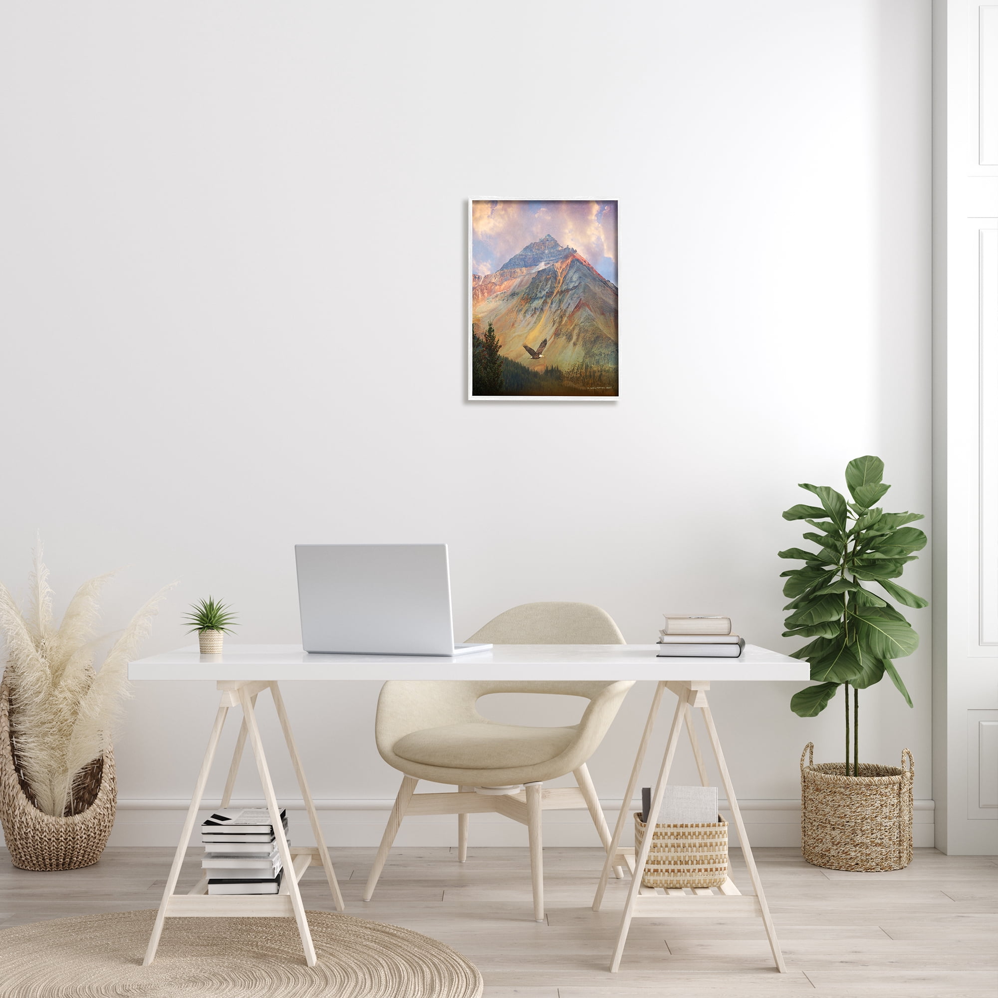 Stupell Soaring Eagle Mountain Valley Landscape Photography White Framed Art Print Wall Art