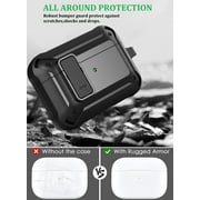 Airpods Pro 2nd/1st Generation Case Men Lock with Cleaning Kit, OTOPO Protective Cover for Airpod Pro 2 Gen Case Women, Shockproof Rugged Shell for Air Pods Pro Case 2022/2019 Black
