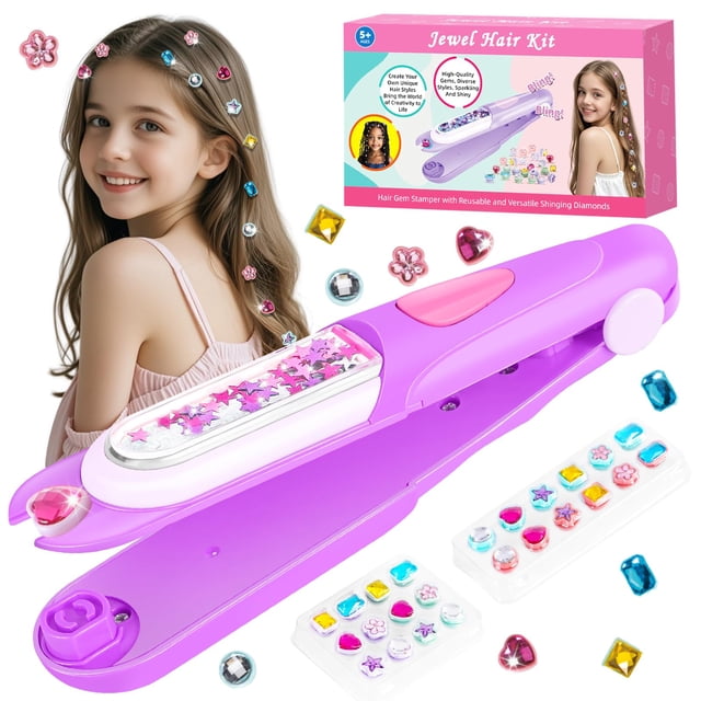 Kit estampador de gemas para el cabello ADXVR con brillantes reutilizables para niñas