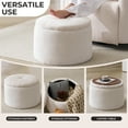 thumbnail image 4 of Modern Round Storage Ottoman with Removable Lid, Chenille Footstool for Living Room, White, 4 of 6
