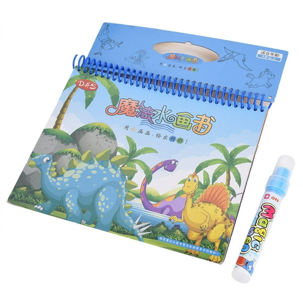 Libro mágico portátil para colorear con agua y bolígrafo para niños, juguete educativo para dibujar y pintar (dinosaurio)