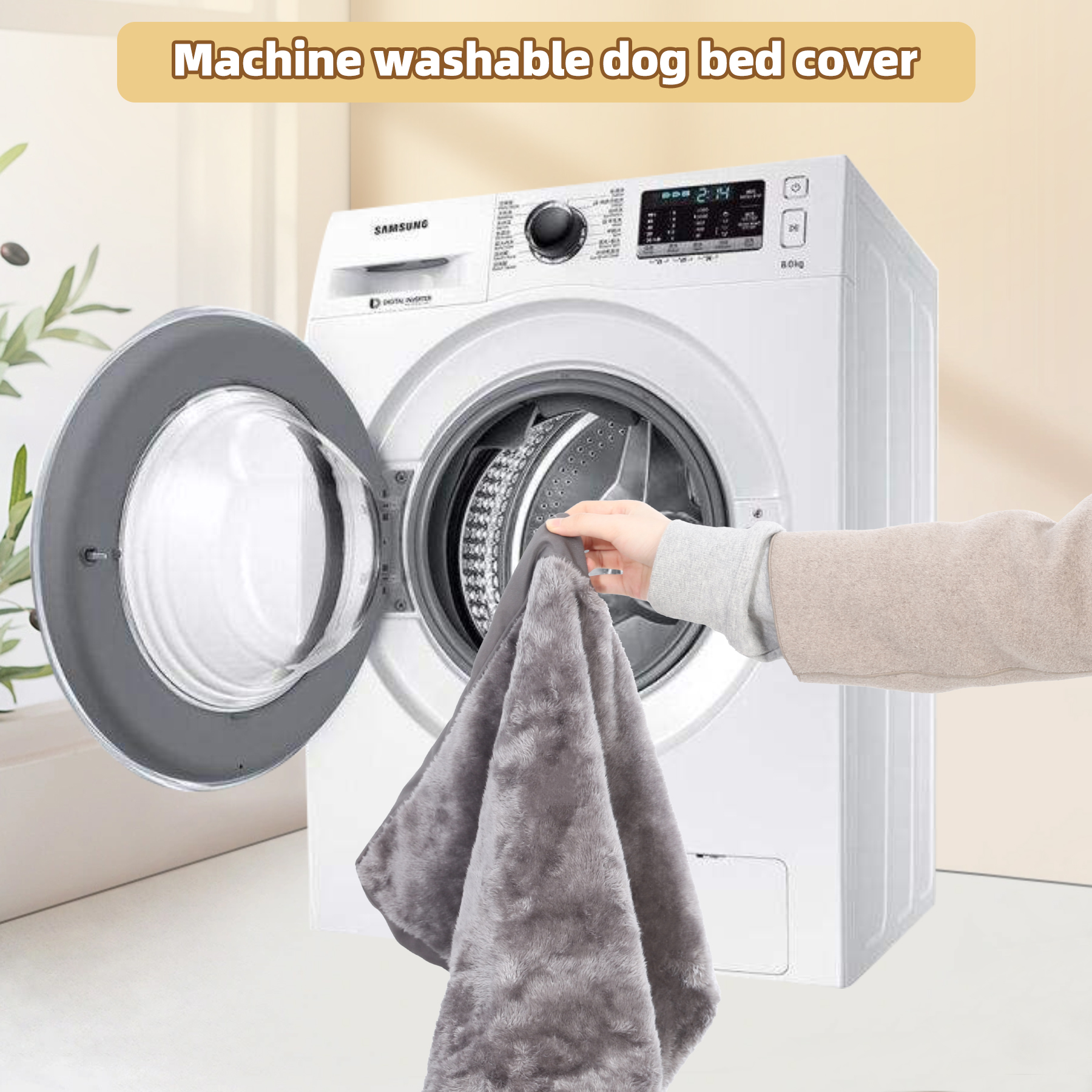 KSIIA Waterproof Large Dog Bed, 35"x22", Removable Cover photo 2
