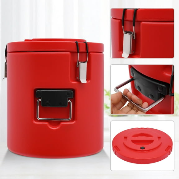 Red 15L/13.62 QT Modern Insulated Bucket, Insulated Soup Container with Lid