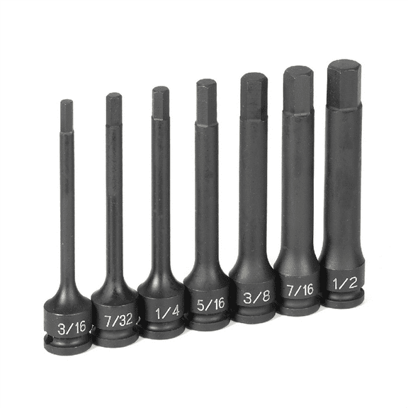 Grey Pneumatic 3/8" Dr. 7 Pc.  4" Length Fractional Hex Driver Set