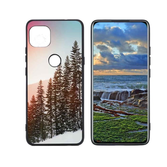 Compatible with Moto One 5G Ace Phone Case, Pine-Trees-1 Case Men Women, Flexible Silicone Shockproof Case for Moto One 5G Ace