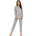 thumbnail image 1 of Women Pajama Set Long Sleeve Star Print Lounge with Pockets, 1 of 5