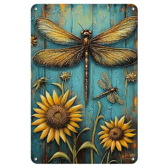 1pc Vintage Metal Tin Sign, Iron "Today I Choose To Be Happy" with Flower and Dragonfly Design, 8x12 Inch Wall Art for Home, Bar, Pub, Garage, Diner, Cafe Decor