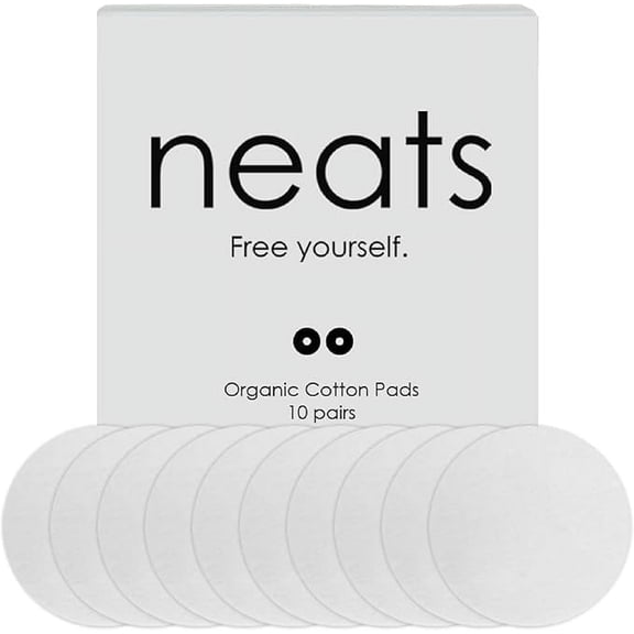 NEATS Cotton Pads for Nipple Covers - 10 pairs Disposable Organic Cotton Pads for Breast Petals, Suitable for Sensitive Skins, Extra Coverage & Pasties Protection White
