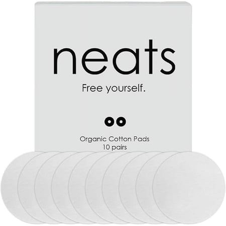 NEATS Cotton Pads for Nipple Covers - 10 pairs Disposable Organic Cotton Pads for Breast Petals, Suitable for Sensitive Skins, Extra Coverage & Pasties Protection White
