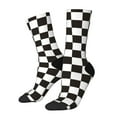 thumbnail image 1 of Balery Black and White Checkerboard Calcetas Largas con Estampado para Hombre y Mujer – Suaves y Transpirables, Talla Única (US 5-11), 1 of 6