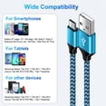 thumbnail image 7 of Micro USB Cable 6ft 5pack,USB A to Micro USB Cable Nylon Phone Micro USB Charging Cable USB Charger Cable Android Charging Cable Cords USB to USB Micro Cable 6ft,White+Blue+Purple+Orange+Green, 7 of 7