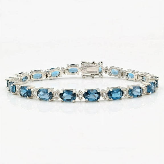 London Blue Topaz tennis Bracelet, 925 Sterling Silver Tennis Bracelet, December Birthstone, Charm Bracelet, Women Bracelet, Gift For Her