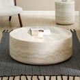 thumbnail image 6 of Kevinplus 39.37'' Round Coffee Tables, Tea Faux Travertine Textured table for Living Room, No Need Assembly, 6 of 10