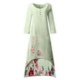 thumbnail image 4 of Robe Maxi d'Été pour Femmes à Manches Mi-Longues, Col, Décontractée, Ample, Longue, de Plage, à Boutons, Grande Taille, Robe Bohème, Robe Soleil, Froncée, Fluide, Longue pour Femmes, 4 of 5