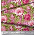 thumbnail image 3 of Soimoi Viscose Chiffon Fabric Leaves & Peony Floral Print Fabric by Yard 42 Inch Wide, 3 of 3