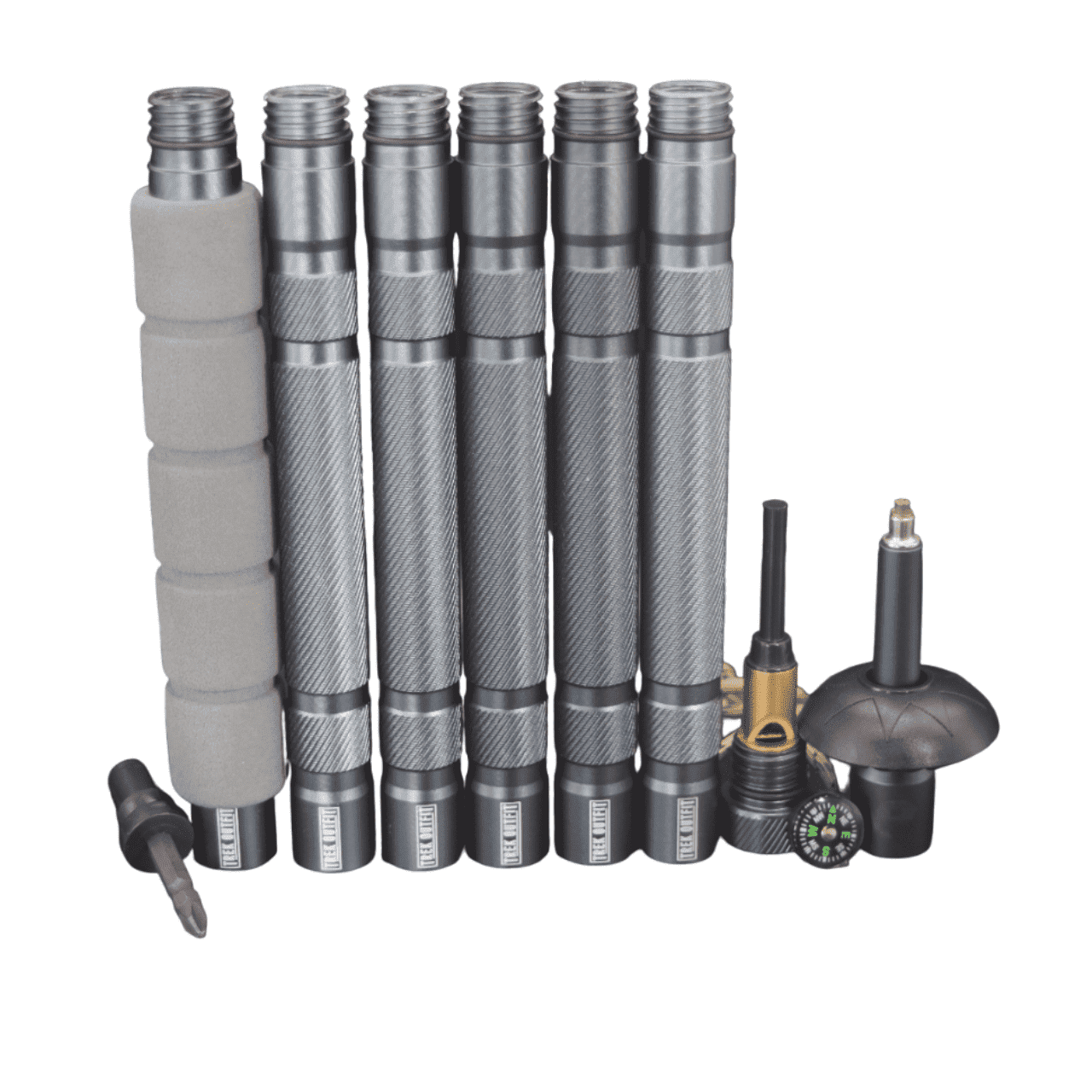 Trek Outfit Compass Tactical Survival Hiking Stick - Rubber Boot Tips