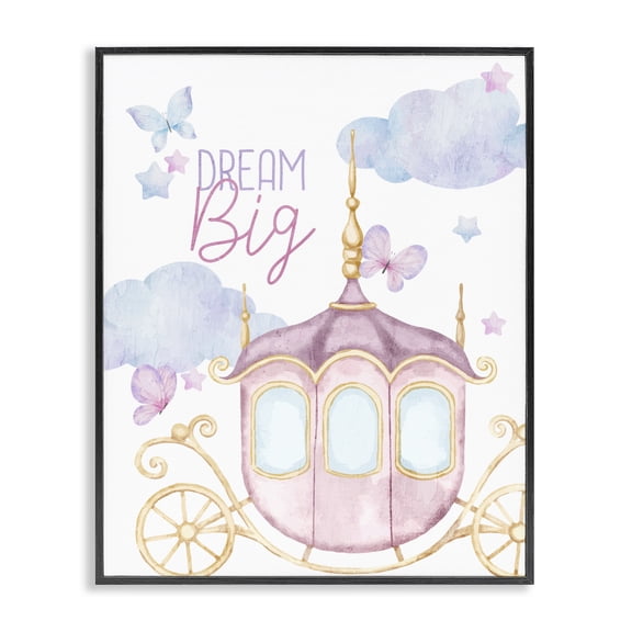 Dream Big Fantasy Carriage Black Framed Giclee Art, design by Kim Allen