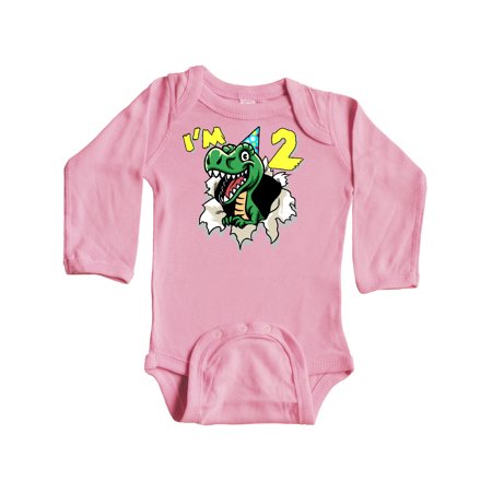 

Inktastic I m 2 Dinosaur Gift Baby Boy or Baby Girl Long Sleeve Bodysuit