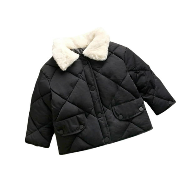 Abrigo de invierno para bebé, ropa de moda con solapa superior, chaqueta abotonada y cálida para niño pequeño Negro 130cm Alto