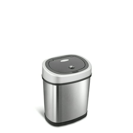 Nine Stars 3.2 Gal / 12L Motion Sensor Oval Trash Can, Fingerprint-Resistant Stainless Steel